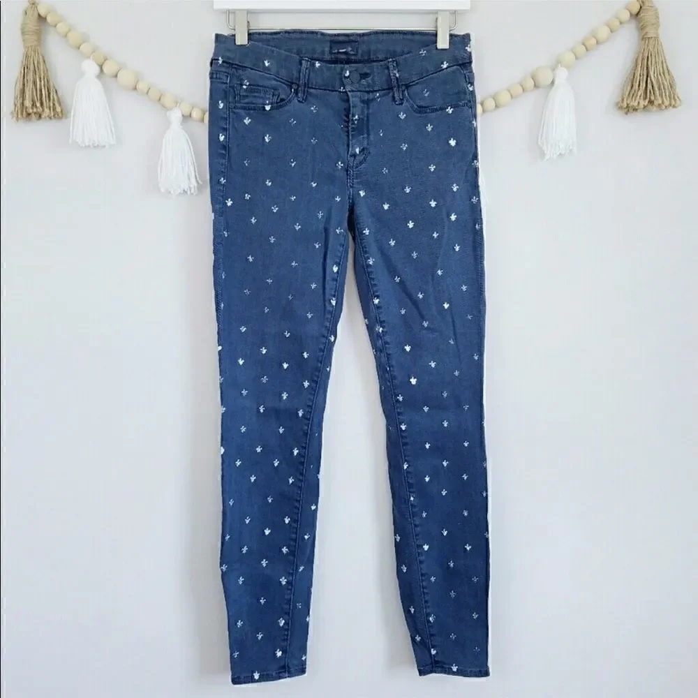 Mother Denim The looker Ankle Zip Skinny Jeans Lapis “Fleur-de-love
